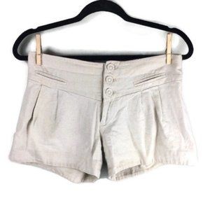 Anthropologie Elevenses Linen Blend Low Rise Metallic Seamed 4” Shorts Size 0